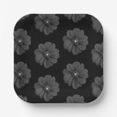 Assiettes En Carton "Fleur illustrée en Motif gris-noir" (Recto)