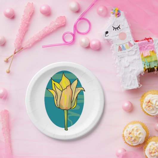 Assiettes En Carton Fleur jaune (Fête)