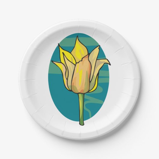 Assiettes En Carton Fleur jaune (Devant)