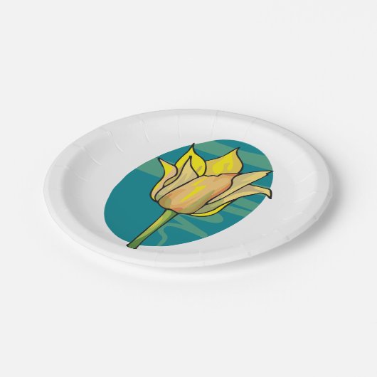 Assiettes En Carton Fleur jaune (Angle)