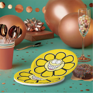 Assiettes En Carton Fleur Jaune Heureuse Graphiques Screwball
