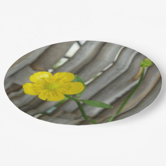 Assiettes En Carton Fleur jaune photo Plaques de papier personnalisées (Angle)