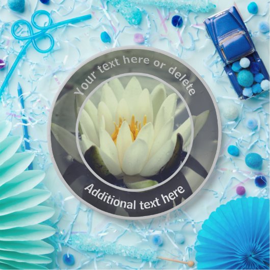 Assiettes En Carton Fleur Lily Lotus Blanche Fleur Personnalisée (Fête)