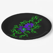 Assiettes En Carton Fleur Lily violette sur noir (Angle)