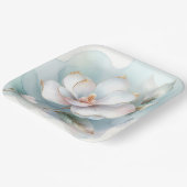 Assiettes En Carton Fleur Magnolia Blanche À Bord Doré (Angulaire)