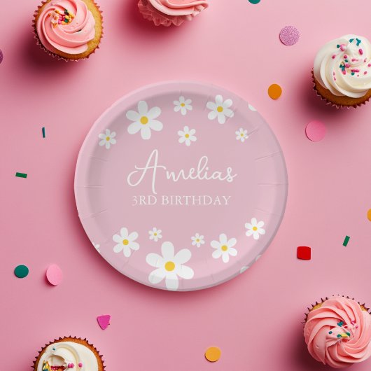 Assiettes En Carton Fleur marguerite Anniversaire Plaque de papier ros