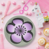 Assiettes En Carton Fleur moderne du milieu du siècle - violet, noir, (Fête)