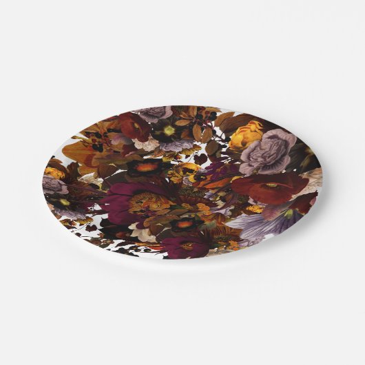 Assiettes En Carton Fleur Moody foncé (Angle)