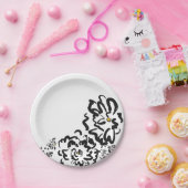 Assiettes En Carton Fleur noire et blanche simple (Fête)