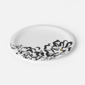 Assiettes En Carton Fleur noire et blanche simple (Angle)