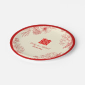Assiettes En Carton Fleur orientale mariage rouge (Angle)