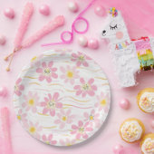 Assiettes En Carton Fleur pastel rétro (4) (Fête)