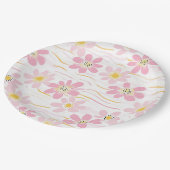 Assiettes En Carton Fleur pastel rétro (4) (Angle)