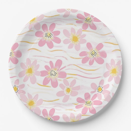 Assiettes En Carton Fleur pastel rétro (4) (Devant)