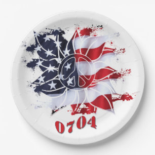 Assiettes En Carton Fleur Patriotique Paix 4 juillet BBQ