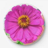 Assiettes En Carton Fleur pourpre Zinnia en fleur (Devant)