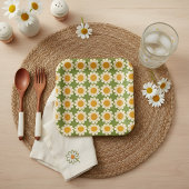 Assiettes En Carton Fleur Retro Daisy Spring