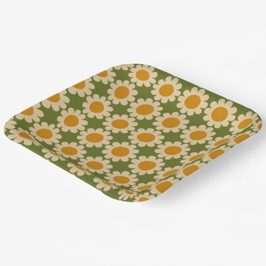 Assiettes En Carton Fleur Retro Daisy Spring (Angulaire)
