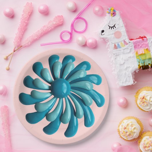 Assiettes En Carton Fleur rétro - MCM Printemps Jardin d'été Mariage (Fête)