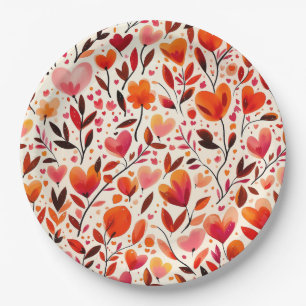 Assiettes En Carton Fleur romantique : Saint Valentin