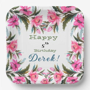 Assiettes En Carton Fleur rose
