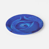 Assiettes En Carton Fleur rose de rosebud bleu (Angle)