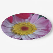 Assiettes En Carton Fleur rose et jaune (Angle)