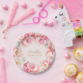 Assiettes En Carton Fleur rose Fleur Fille Plaque Papier Anniversaire (Fête)