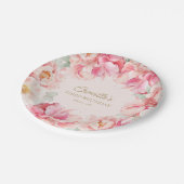 Assiettes En Carton Fleur rose Fleur Fille Plaque Papier Anniversaire (Angle)