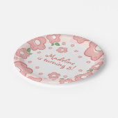 Assiettes En Carton Fleur rose mignonne Plaques papier d'anniversaire (Angle)