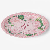 Assiettes En Carton Fleur rose Personnalisée Réunion de famille (Angle)