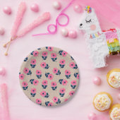 Assiettes En Carton Fleur rose Pois Design (Fête)