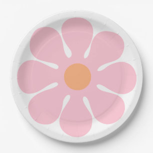 Assiettes En Carton Fleur rose Super Anniversaire Retro Party
