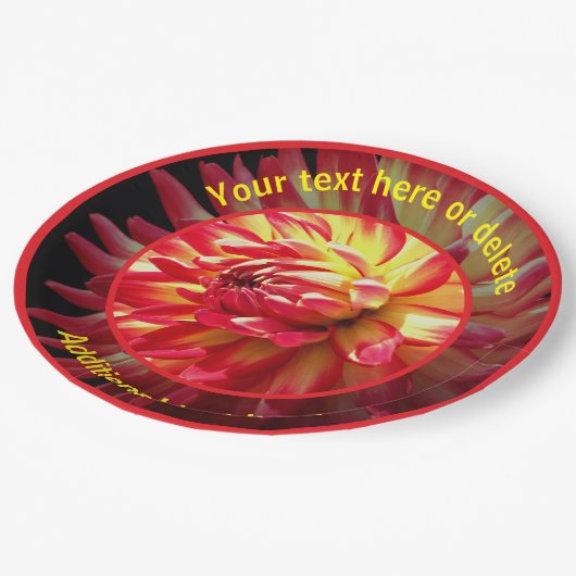 Assiettes En Carton Fleur Rouge Dahlia Éblouissante Fête Personnalisée (Angle)