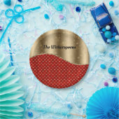 Assiettes En Carton Fleur rouge de Noël avec ruban or et nom (Fête)