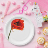 Assiettes En Carton Fleur rouge de pavot (Fête)