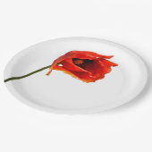 Assiettes En Carton Fleur rouge de pavot (Angle)