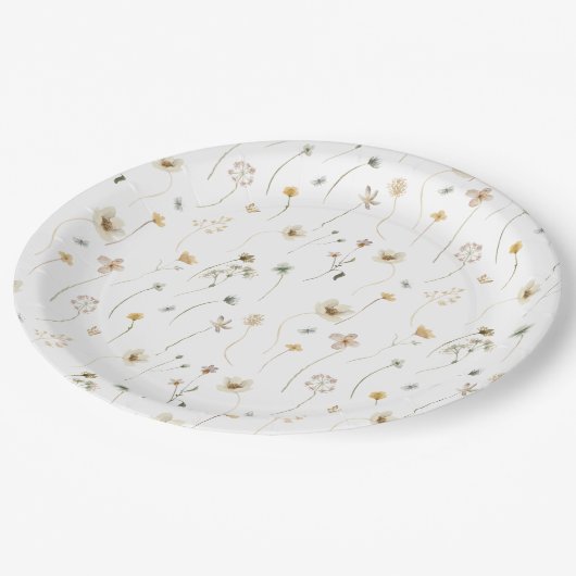 Assiettes En Carton Fleur sauvage aquarelle (Angle)