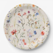 Assiettes En Carton Fleur sauvage aquarelle Boho colorée (Devant)