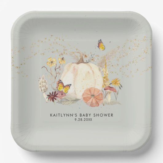 Assiettes En Carton Fleur sauvage Automne Citrouille Champignons Baby (Recto)