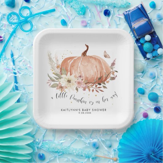 Assiettes En Carton Fleur sauvage Automne Floral Citrouille Baby showe (Fête)
