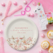 Assiettes En Carton Fleur sauvage bébé en Fleur Baby shower fille (Fête)