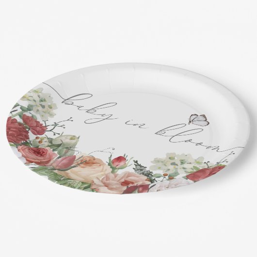 Assiettes En Carton Fleur sauvage bébé en fleurs fille (Angle)