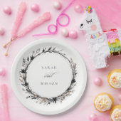 Assiettes En Carton Fleur sauvage Boho Black Brown Automne Mariage (Fête)