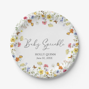 Assiettes En Carton Fleur sauvage Boho Botanical Baby Sprinkle