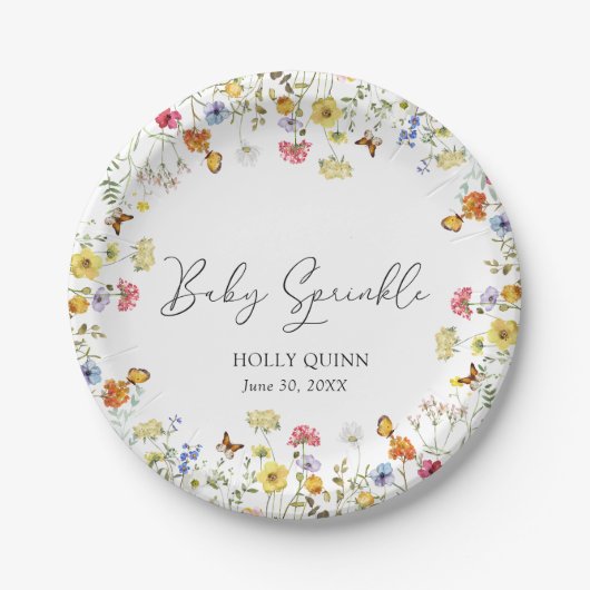 Assiettes En Carton Fleur sauvage Boho Botanical Baby Sprinkle (Devant)