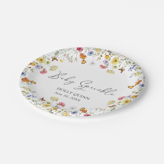 Assiettes En Carton Fleur sauvage Boho Botanical Baby Sprinkle (Angle)