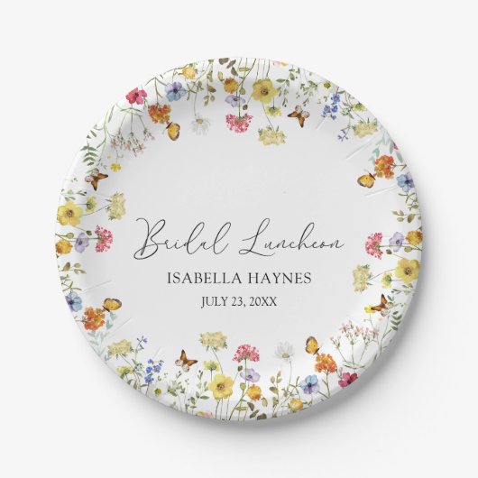 Assiettes En Carton Fleur sauvage Boho Botanical Bridal Luncheon douch (Devant)