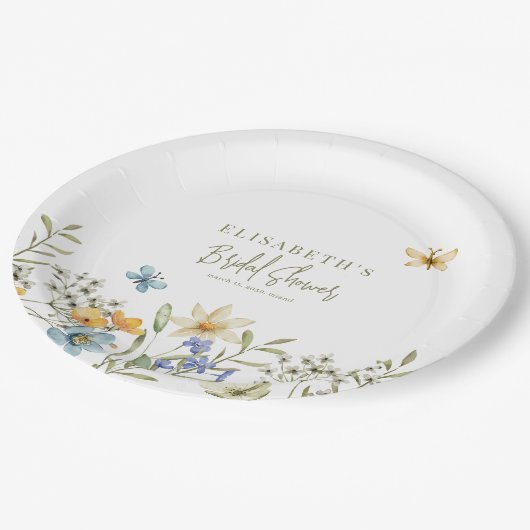Assiettes En Carton Fleur sauvage boho printemps personnalisé douche n (Angle)