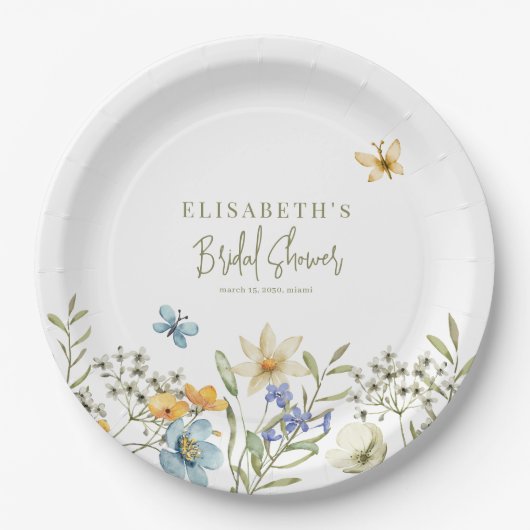 Assiettes En Carton Fleur sauvage boho printemps personnalisé douche n (Devant)